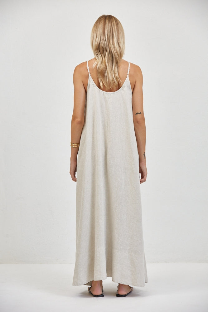 a. ren linen dress A.ren Islay Linen Maxi Dress Timber Boutique