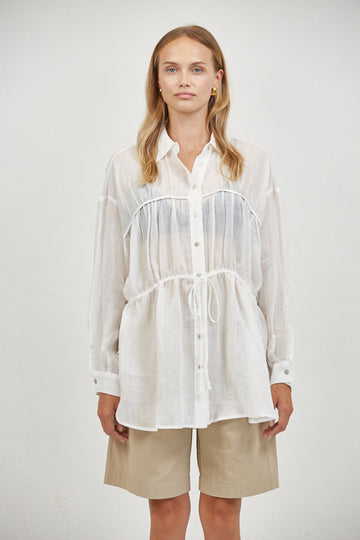 Tropez Shirred Peplum Shirt