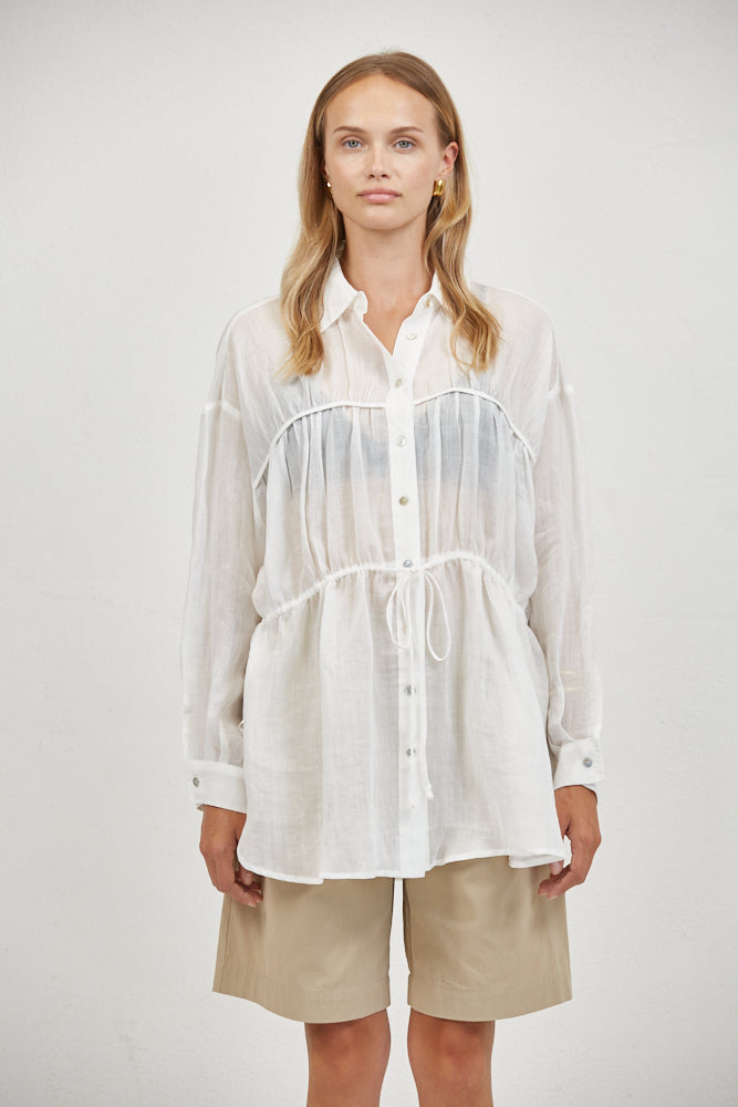 Tropez Shirred Peplum Shirt